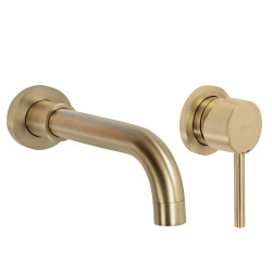 Rea bateria umywalkowa podtynkowa Lungo Long Złota Szczotkowana