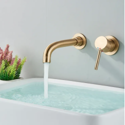 Rea bateria umywalkowa podtynkowa Lungo Long Złota Szczotkowana