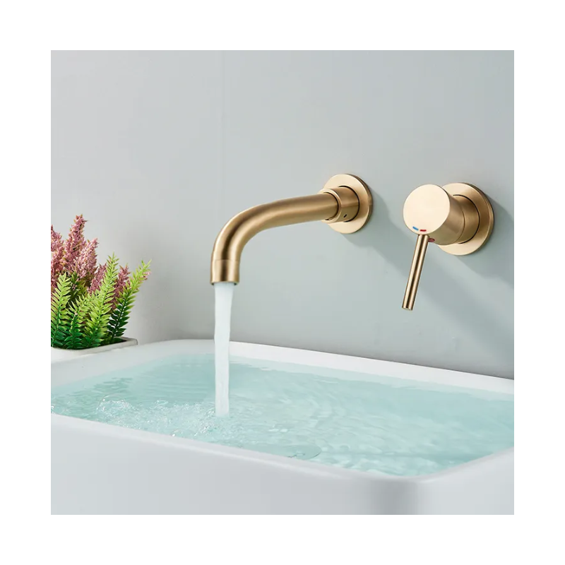 Rea bateria umywalkowa podtynkowa Lungo Long Złota Szczotkowana