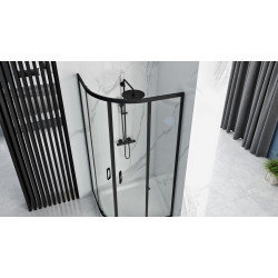 Rea kabina półokrągła bez brodzika 80x100x190szkło transparent Look black