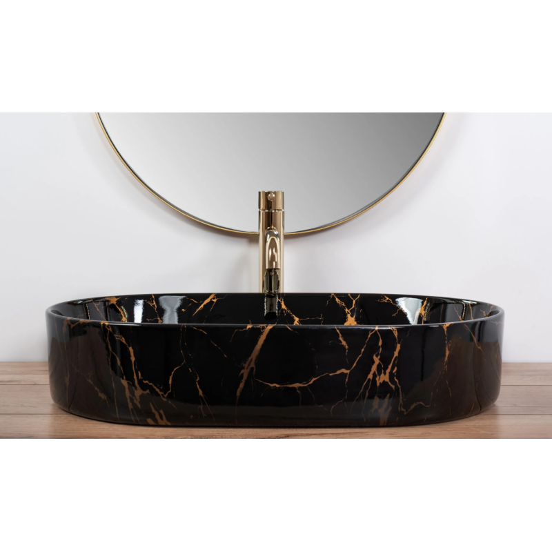 Rea umywalka nablatowa Nadia 60 black Marble Shiny