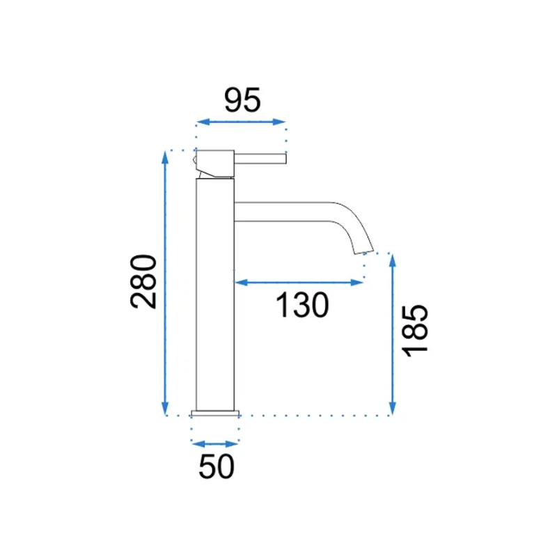 Rea Bateria Umywalkowa Wysoka Lungo czarna/chrom