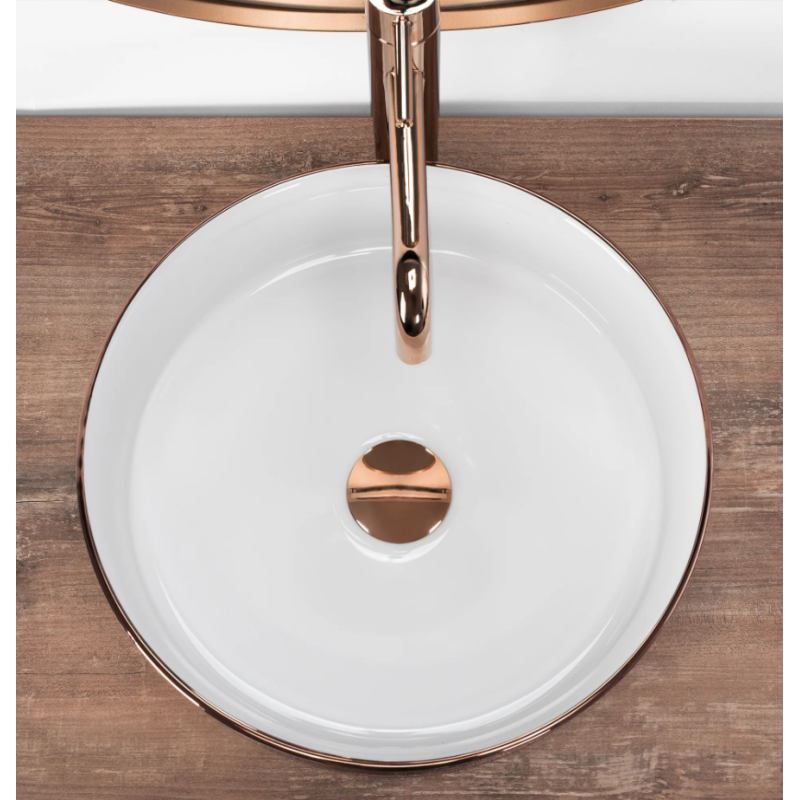 Rea umywalka nablatowa Sami Rose gold Brush/white