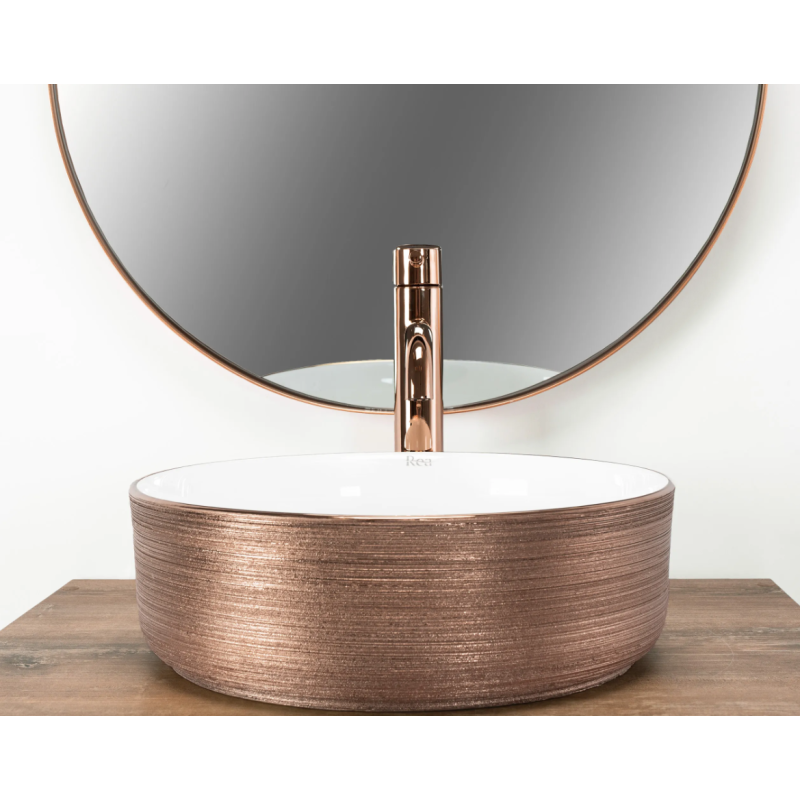 Rea umywalka nablatowa Sami Rose gold Brush/white