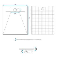 Rea brodzik 80x120 Bazalt white