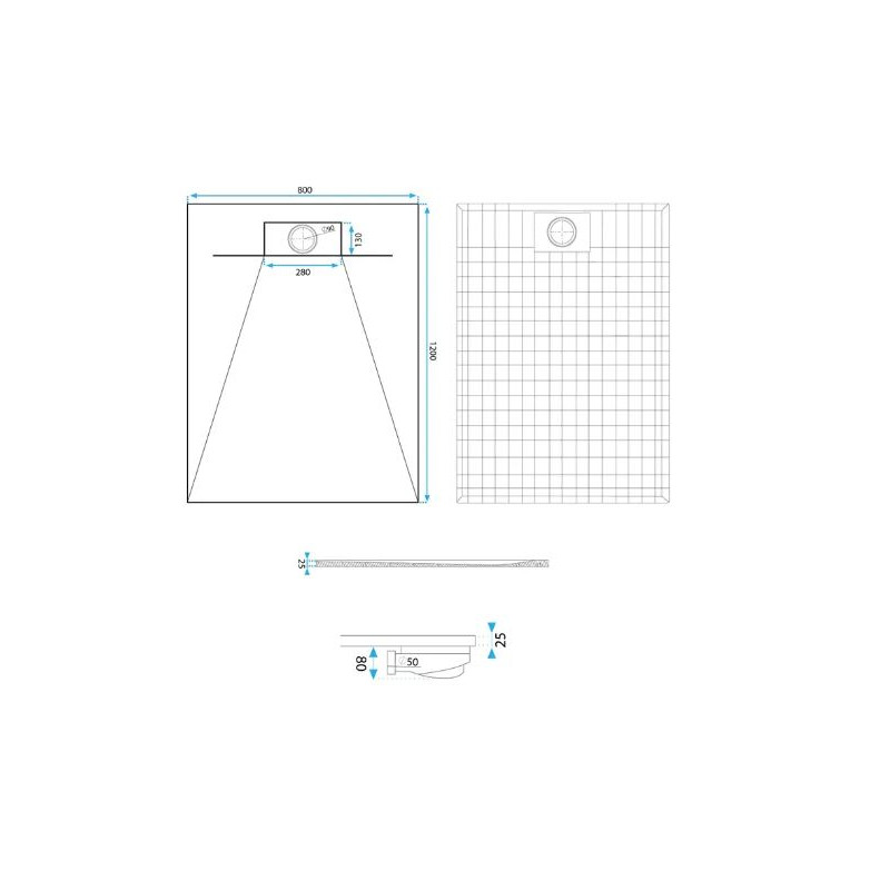 Rea brodzik 90x120 Bazalt white