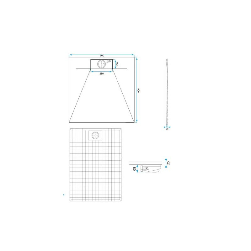 Rea brodzik 90x90 Bazalt black