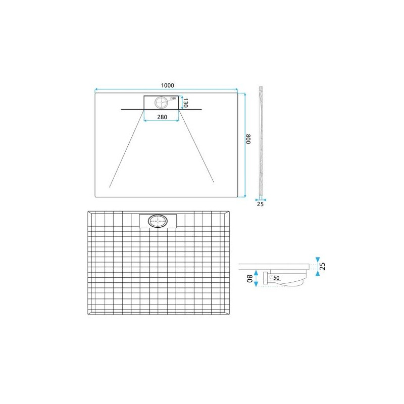 Rea brodzik 80x100 Bazalt Long black