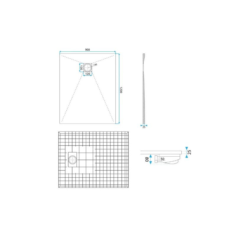 Rea brodzik 90x120 Magnum white