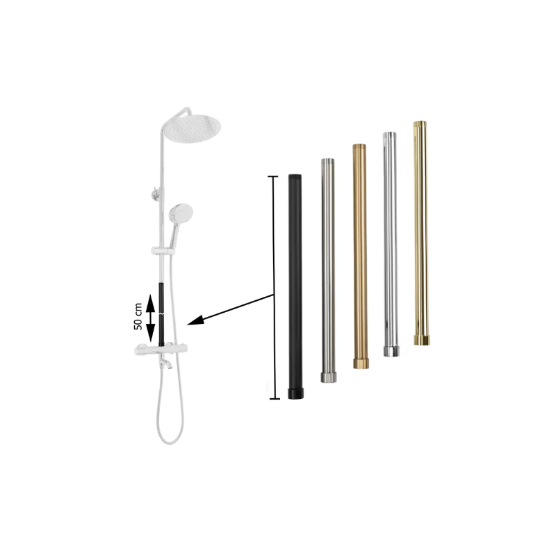 Rea przedłużka 50 cm do zestawu natryskowego Przedłużka czarna