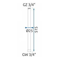 Rea przedłużka 50 cm do zestawu natryskowego Przedłużka Złota
