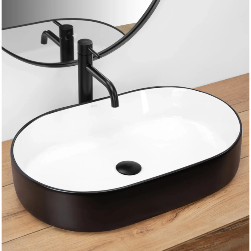 Rea umywalka nablatowa Nadia 60 black Matt/white