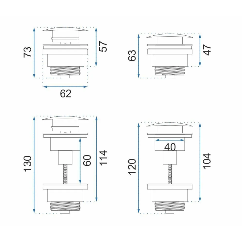 Rea okrągły Korek Klik-Klak Uniwersalny złoty Antyczny