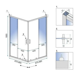 Rea kabina bez brodzika 90x90x190 szkło transparent City gold Brush