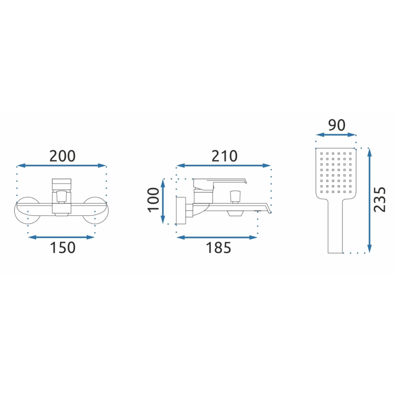 Rea Bateria Wannowa Ścienna Hass złota szczotkowana