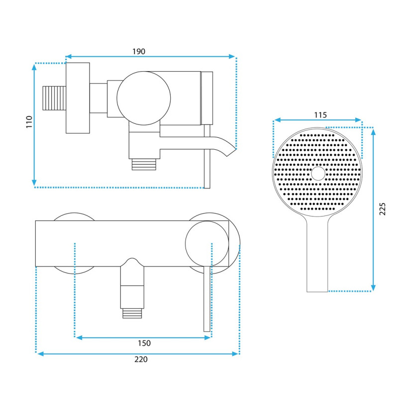 Rea Bateria Wannowa Ścienna Clif czarna