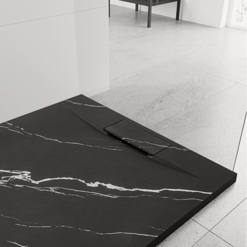 Rea brodzik 90x90 Bazalt Carrara black