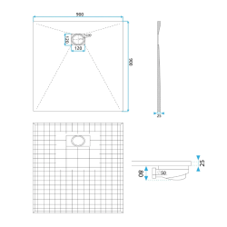 Rea brodzik 90x90 Magnum Carrara white
