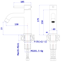 Bateria umywalkowa stojąca stal szczotkowana KSENO AVAPAX ABKS111511