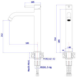 Bateria umywalkowa stojąca wysoka - nablatowa stal szczotkowana KSENO AVAPAX ABKS131111