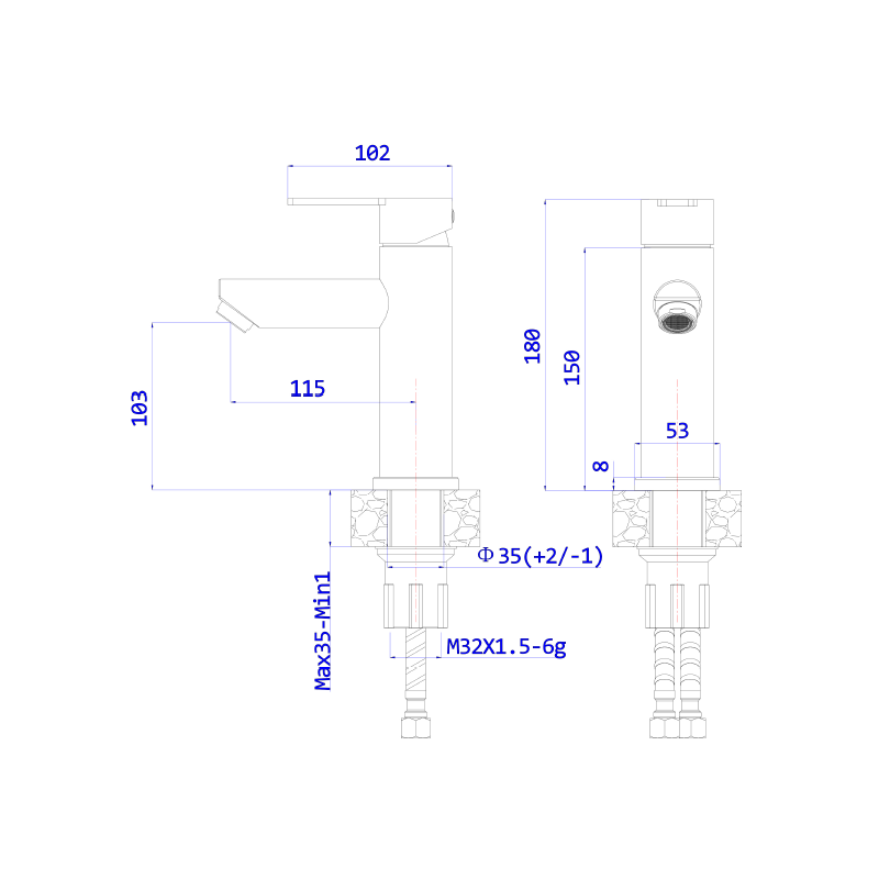 Bateria umywalkowa stojąca stal szczotkowana MISTELLA AVAPAX ABMI111111