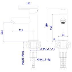Bateria umywalkowa stojąca stal szczotkowana MISTELLA AVAPAX ABMI111511