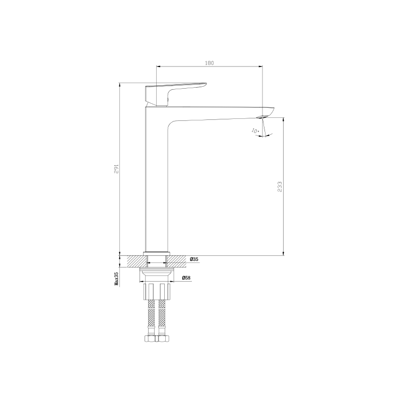 Bateria umywalkowa stojąca wysoka - nablatowa gun metal mat QANIX AVAPAX ABQA131411