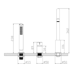 Bateria wannowa 3-otworowa chrom połysk ULTIMATE AVAPAX ABUL231121