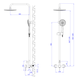 Deszczownica z baterią prysznicową dwufunkcyjną stal szczotkowana KSENO AVAPAX ADKS6215H1