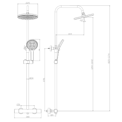 Deszczownica z baterią prysznicową termostatyczną dwufunkcyjną stal szczotkowana THERMO AVAPAX ADTH6213T1