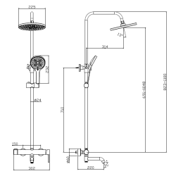 Deszczownica z baterią prysznicowo wannową trzyfunkcyjną stal szczotkowana ULTIMATE AVAPAX ADUL6311H1
