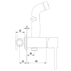 Bateria bidetowa podtynkowa z wężem i słuchawką typu bidetka stal szczotkowana ULTIMATE AVAPAX ABUL4113B1