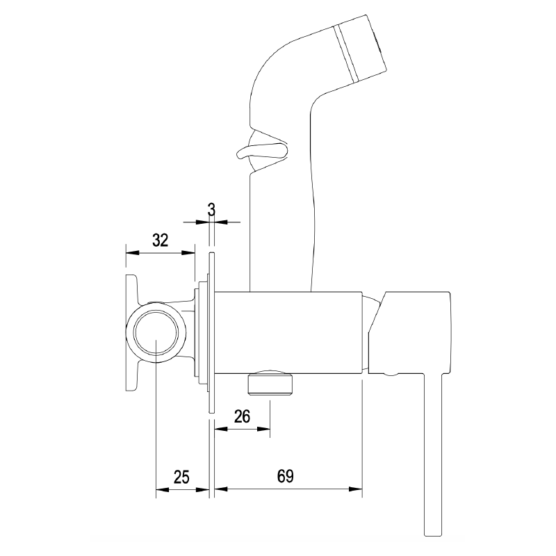 Bateria bidetowa podtynkowa z wężem i słuchawką typu bidetka stal szczotkowana ULTIMATE AVAPAX ABUL4113B1