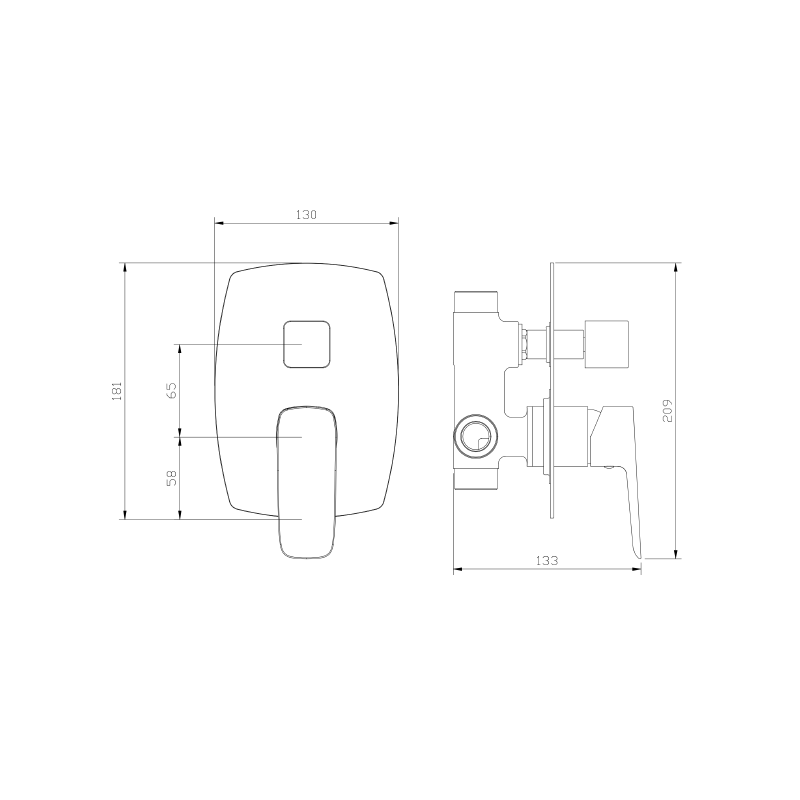 Bateria prysznicowo wannowa podtynkowa dwufunkcyjna gun metal mat QANIX AVAPAX ABQA5214C1