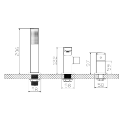 Bateria wannowa 3-otworowa gun metal mat QANIX AVAPAX ABQA231421