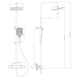Deszczownica z baterią prysznicową termostatyczną dwufunkcyjną stal szczotkowana THERMO AVAPAX ADTH6213T2
