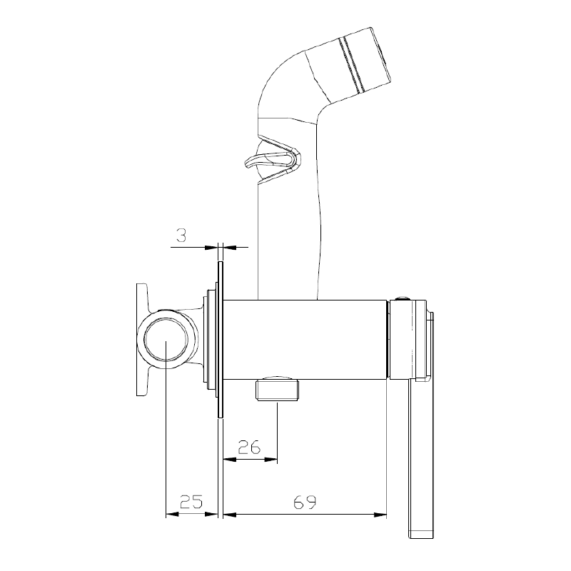 Bateria bidetowa podtynkowa z wężem i słuchawką typu bidetka stal szczotkowana AUREVO AVAPAX ABAU4112B1