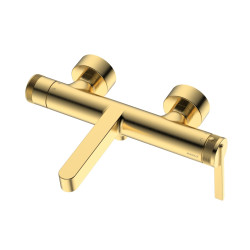 Bateria wannowa ścienna z przełącznikiem natrysku złoty szczotkowany AUREVO AVAPAX ABAU211211