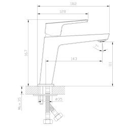 Bateria umywalkowa stojąca chrom połysk VELLANO AVAPAX ABVE111111