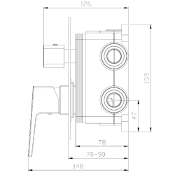 Bateria prysznicowo wannowa podtynkowa dwufunkcyjna gun metal mat VELLANO AVAPAX ABVE5214C1