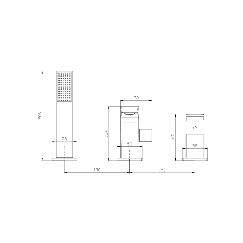 Bateria wannowa 3-otworowa chrom połysk VELLANO AVAPAX ABVE231121