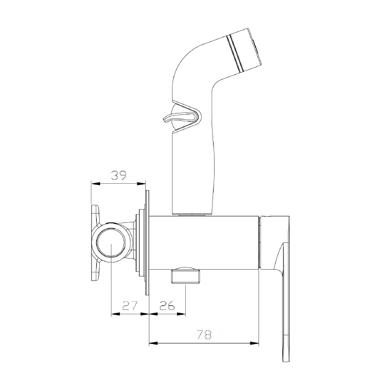 Bateria bidetowa podtynkowa z wężem i słuchawką typu bidetka stal szczotkowana LUNEPO AVAPAX ABLU4111B1