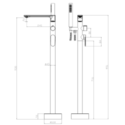 Bateria wannowa wolnostojąca z zestawem natryskowym czarny mat LUNEPO AVAPAX ABLU221321