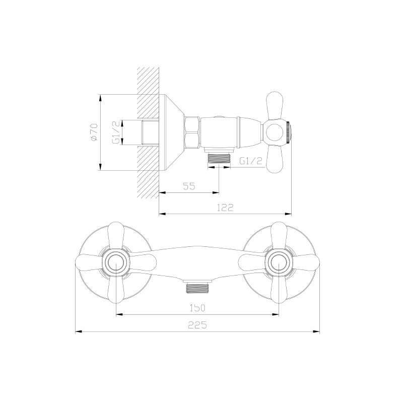 Bateria prysznicowa dwuuchwytowa chrom połysk ZAHARRA AVAPAX ABZA301111