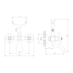 Bateria wannowa ścienna dwuuchwytowa z zestawem natryskowym stal szczotkowana ZAHARRA AVAPAX ABZA211121