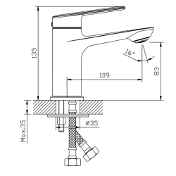 Bateria umywalkowa stojąca chrom połysk TRIXAN AVAPAX ABTR111111