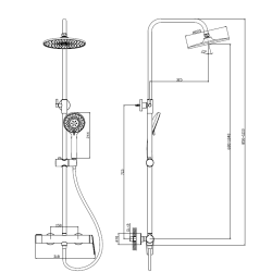 Deszczownica z baterią prysznicową dwufunkcyjną stal szczotkowana TRIXAN AVAPAX ADTR621121