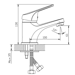 Bateria umywalkowa stojąca chrom połysk WELORA AVAPAX ABWE111111