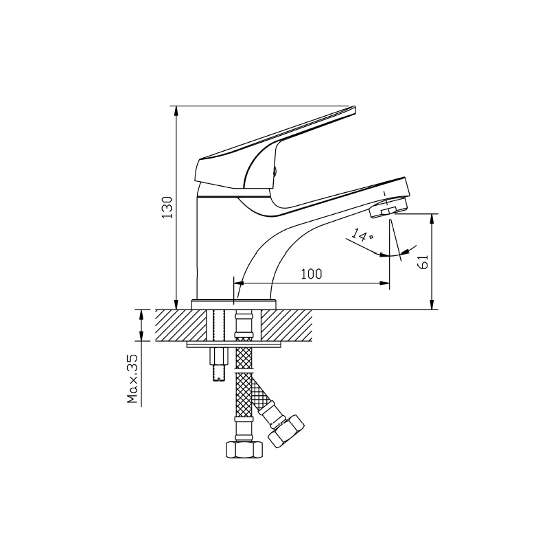 Bateria umywalkowa stojąca chrom połysk WELORA AVAPAX ABWE111111