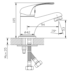Bateria umywalkowa stojąca chrom połysk TARO AVAPAX ABTA111111
